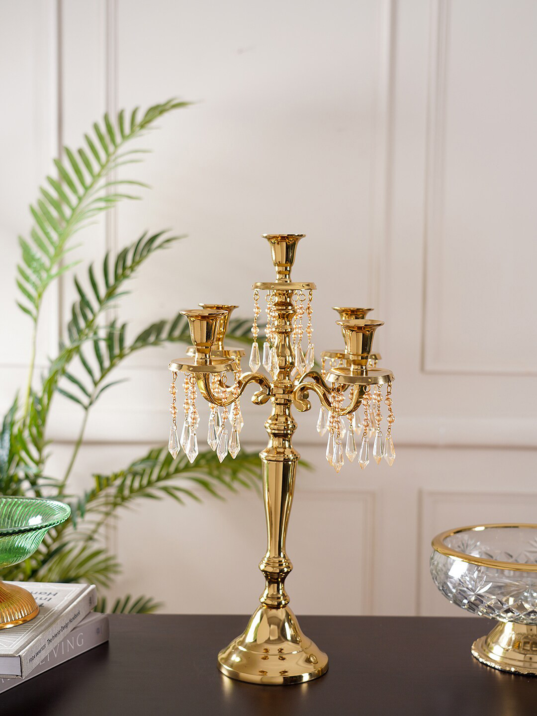

Pure Home and Living Gold-Toned Solid 5-Arm Candle Holders