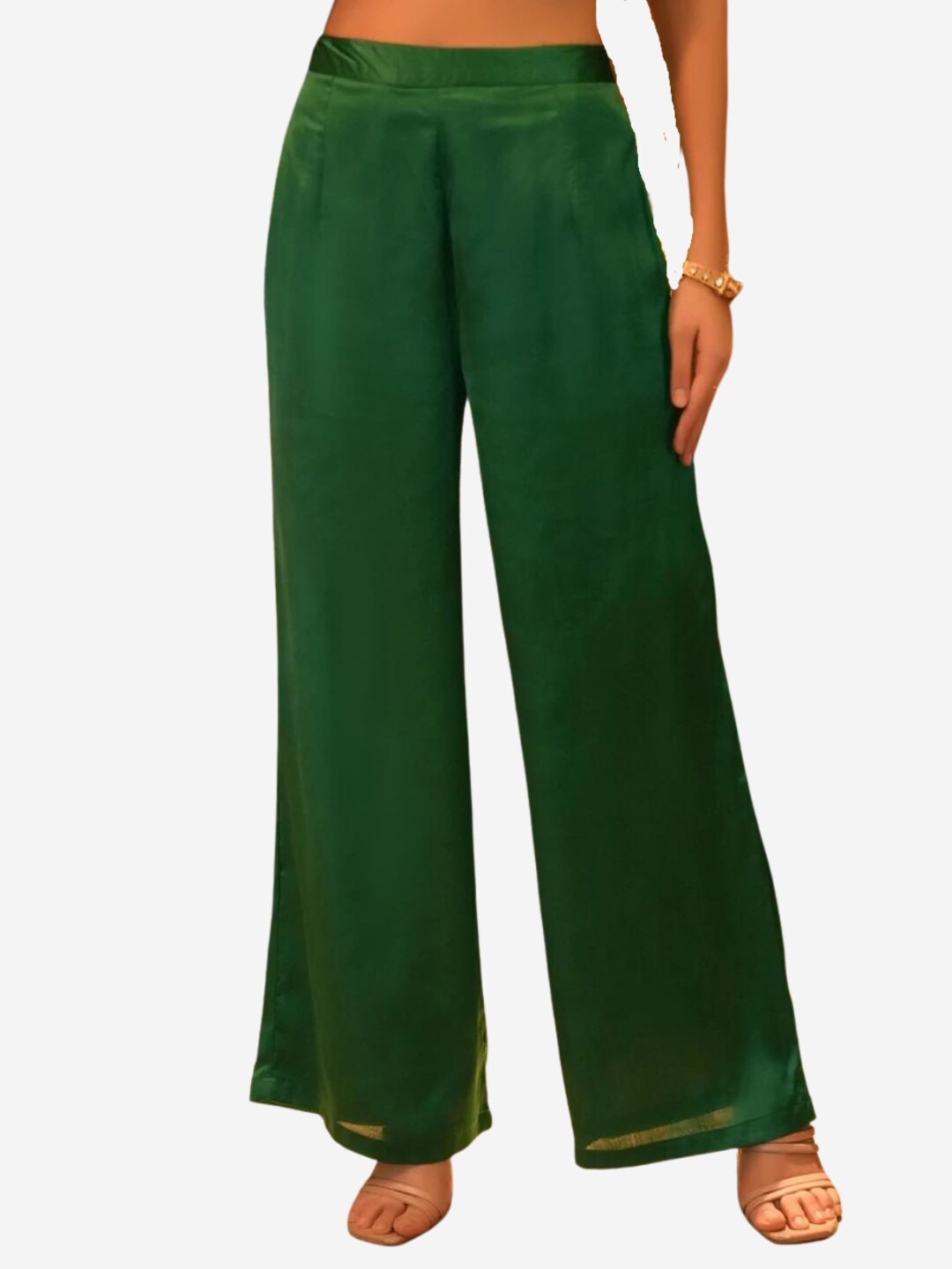 

Alaya By Stage3 Women Green Satin Ethnic Palazzos