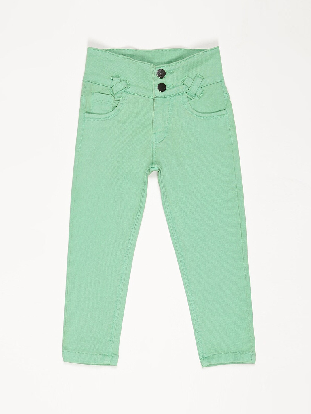 

V2 Value & Variety Girls Green Clean Look Regular Fit Cotton Jeans