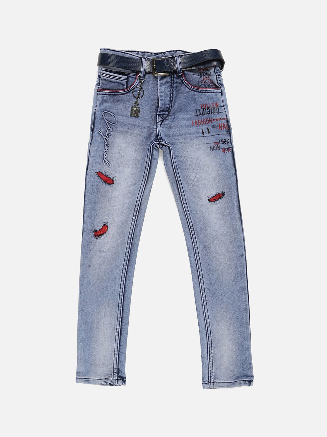 

V2 Value & Variety Boys Blue Mildly Distressed Heavy Fade Jeans