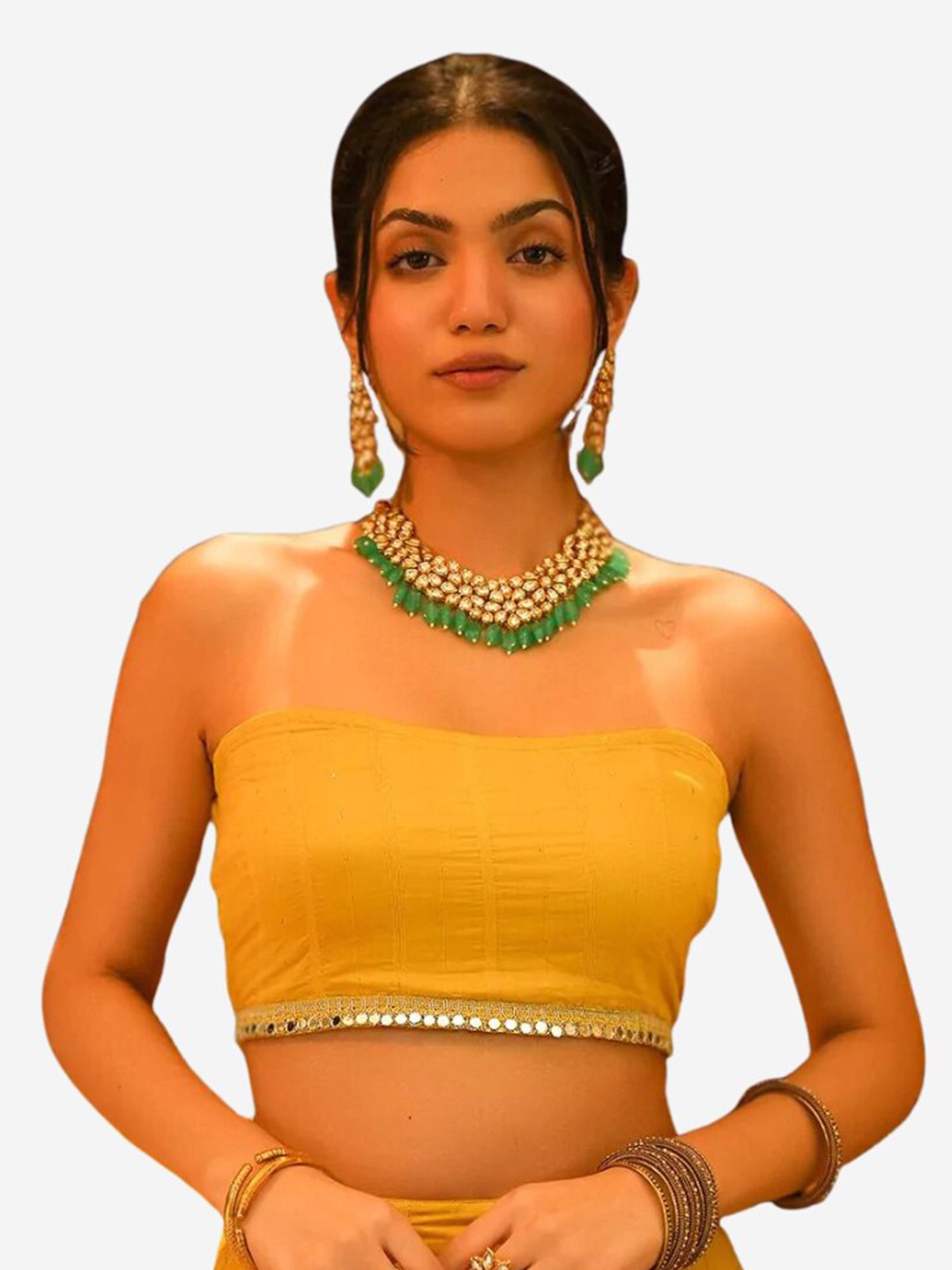 

Alaya By Stage3 Yellow Smocked Sequined Tube Top