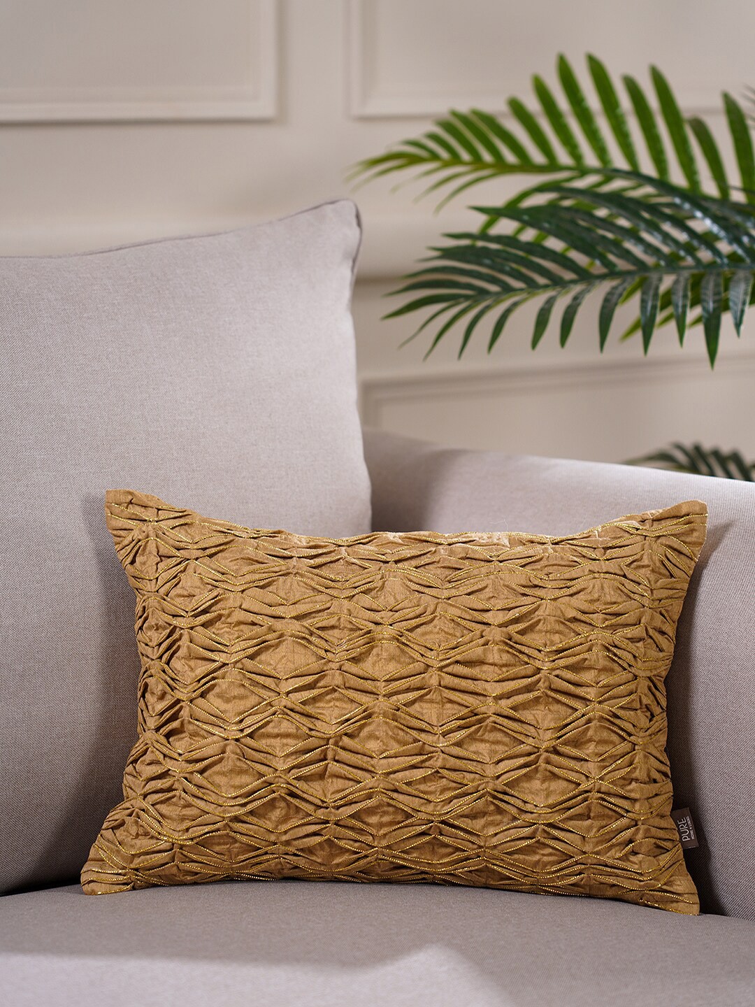 

Pure Home and Living Gold Embellished Rectangle Cushion Cover