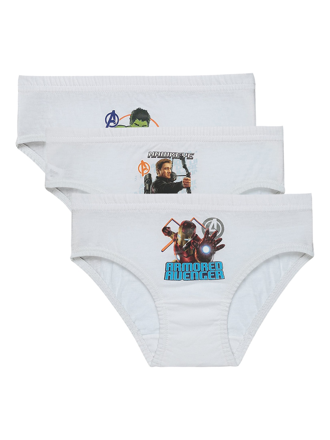 

Bodycare Kids Boys Pack Of 3 Avengers Printed Cotton Basic Briefs, White