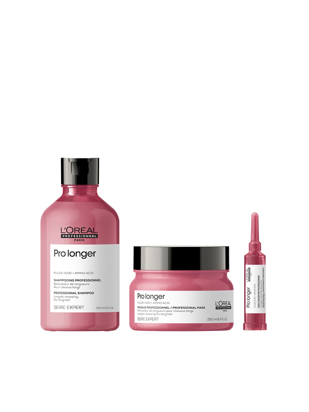 

LOreal Professionnel Set of Serie Expert Pro Longer Shampoo + Mask + Serum for Long Hair, Pink