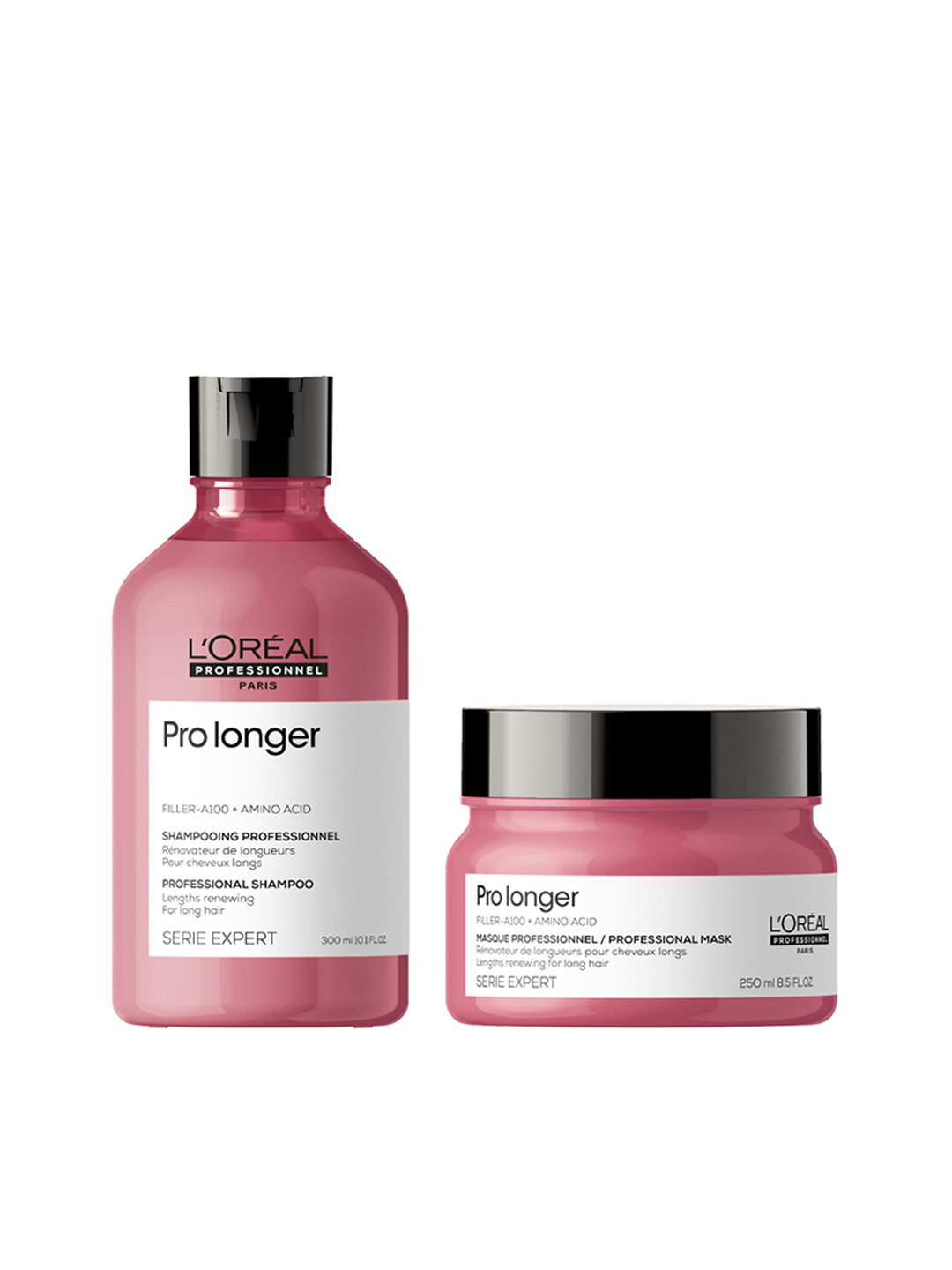 

LOreal Professionnel Set of Serie Expert Pro Longer Shampoo + Hair Mask with Filler A-100, Pink
