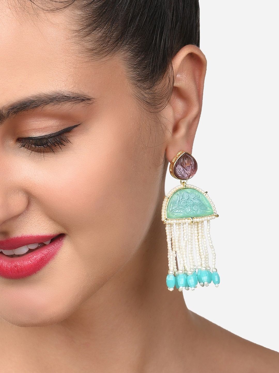 

Zaveri Pearls Women Purple Contemporary Drop Earrings