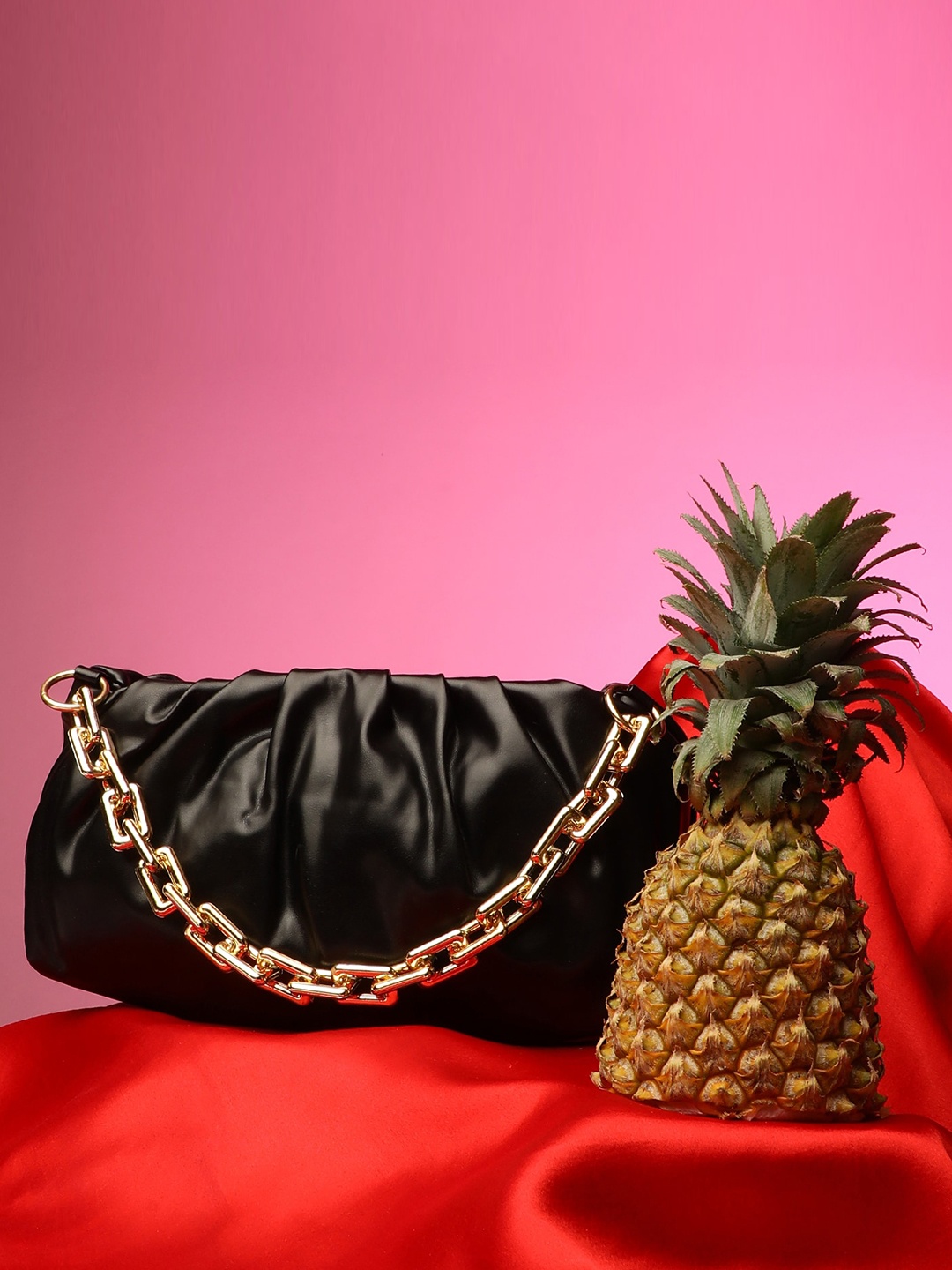 

Athena Women Black Structured Handheld Bag