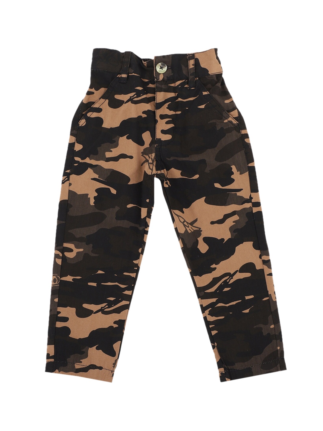 

Bodycare Kids Boys Brown Camouflage Printed Slim Fit Easy Wash Trousers