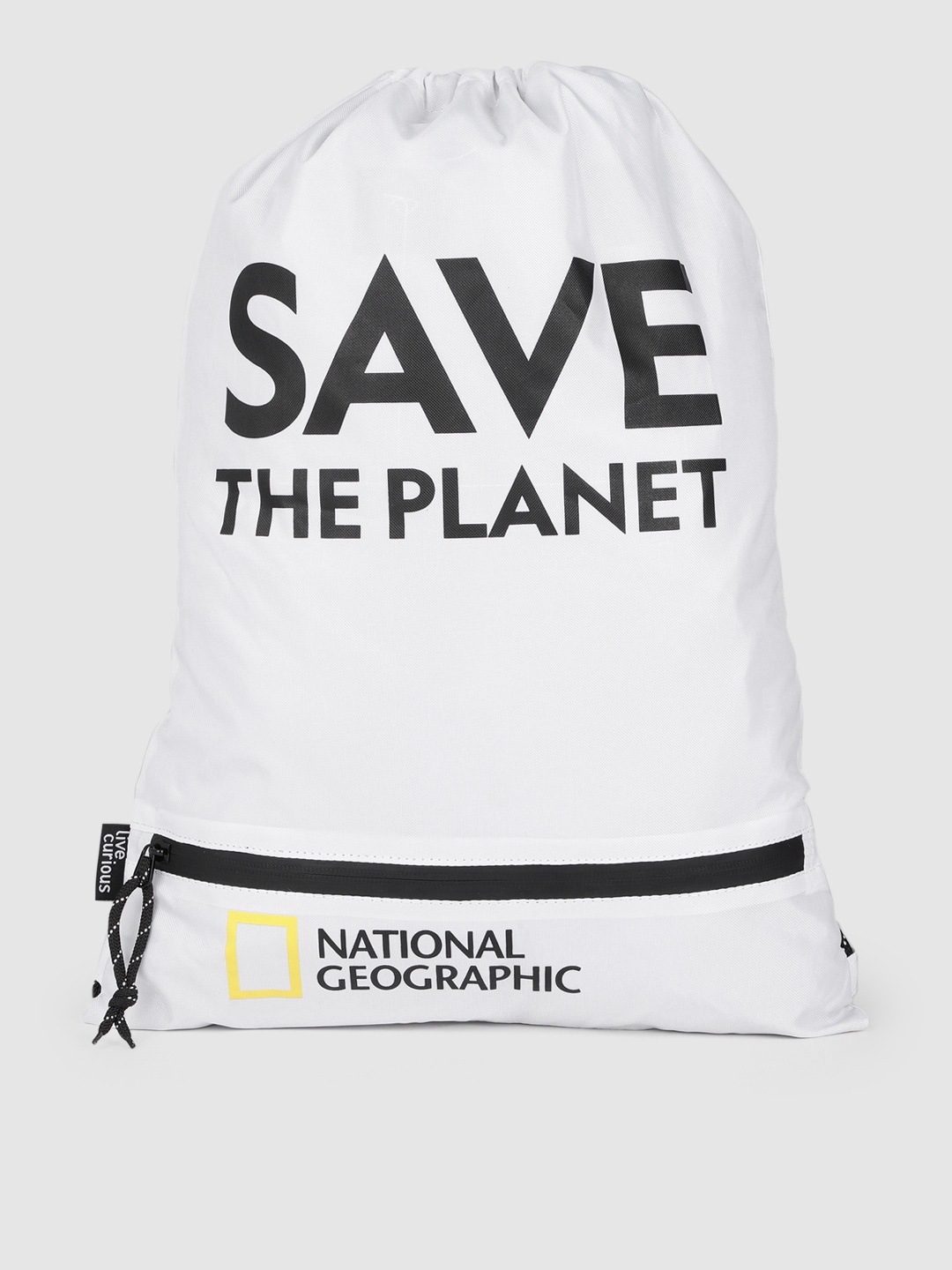 

National Geographic Unisex White & Black Brand Logo Backpack