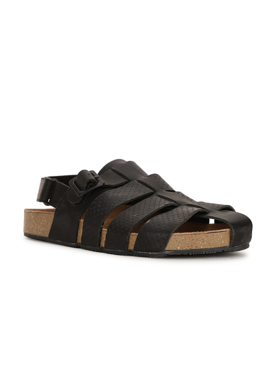 

Bata Men Black Leather Comfort Sandals