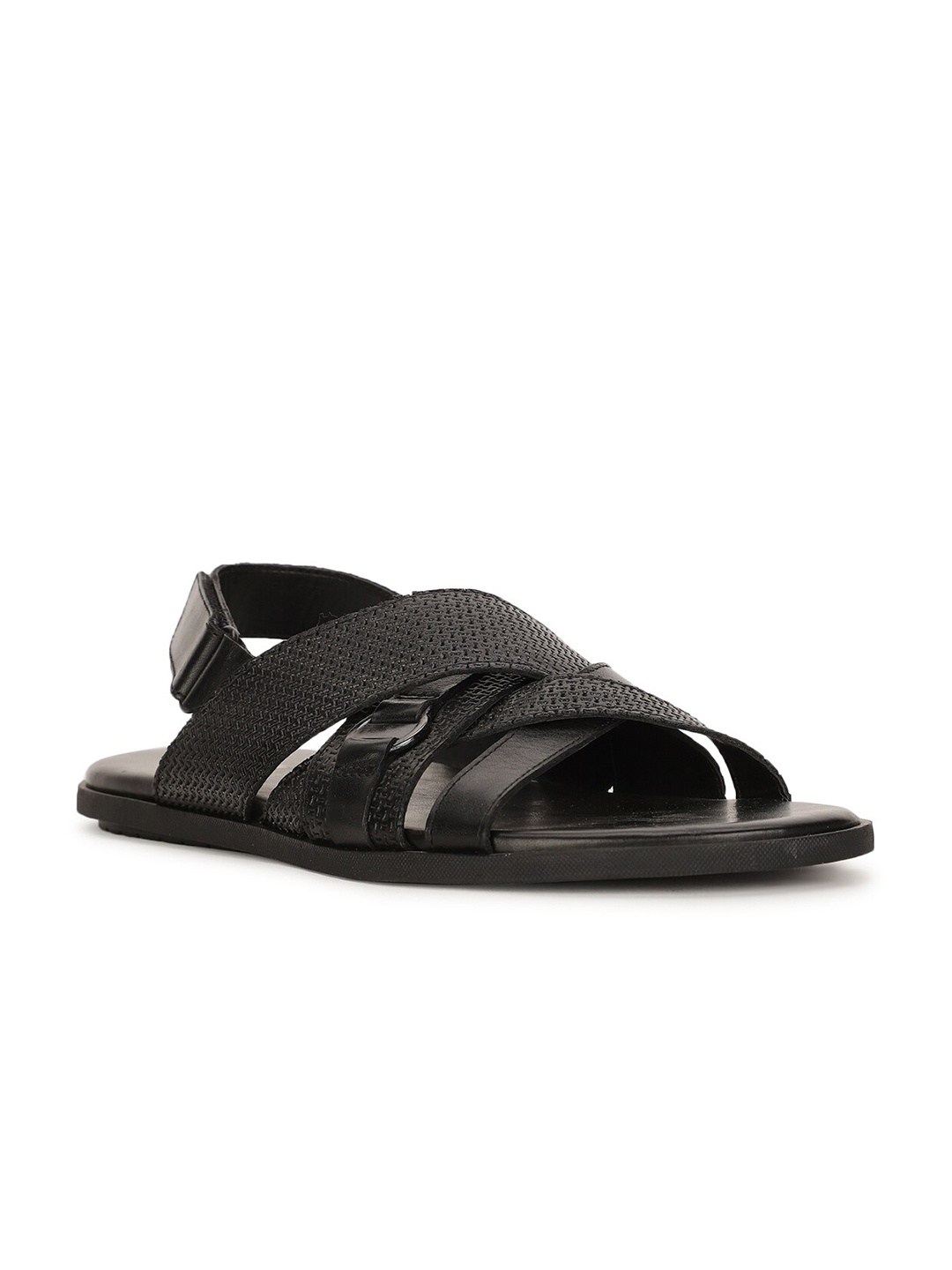 

Bata Men Black Leather Comfort Sandals