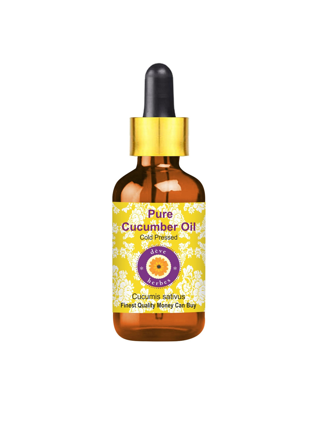 

Deve Herbes Natural Therapeutic Grade Pure Cucumber Oil with Glass Dropper 100ml, Yellow