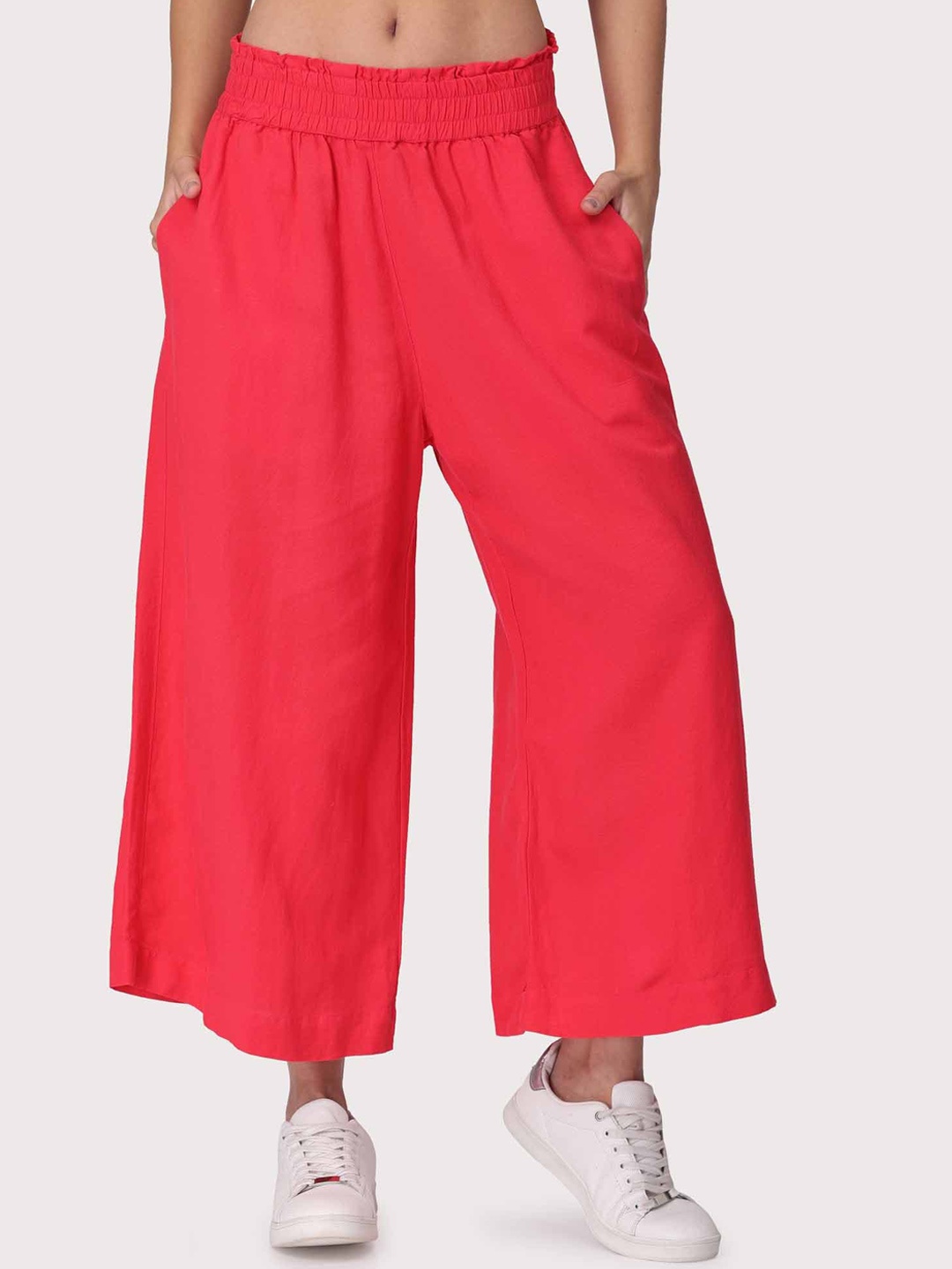 

Proyog Women Fuchsia Flared Cotton Palazzos