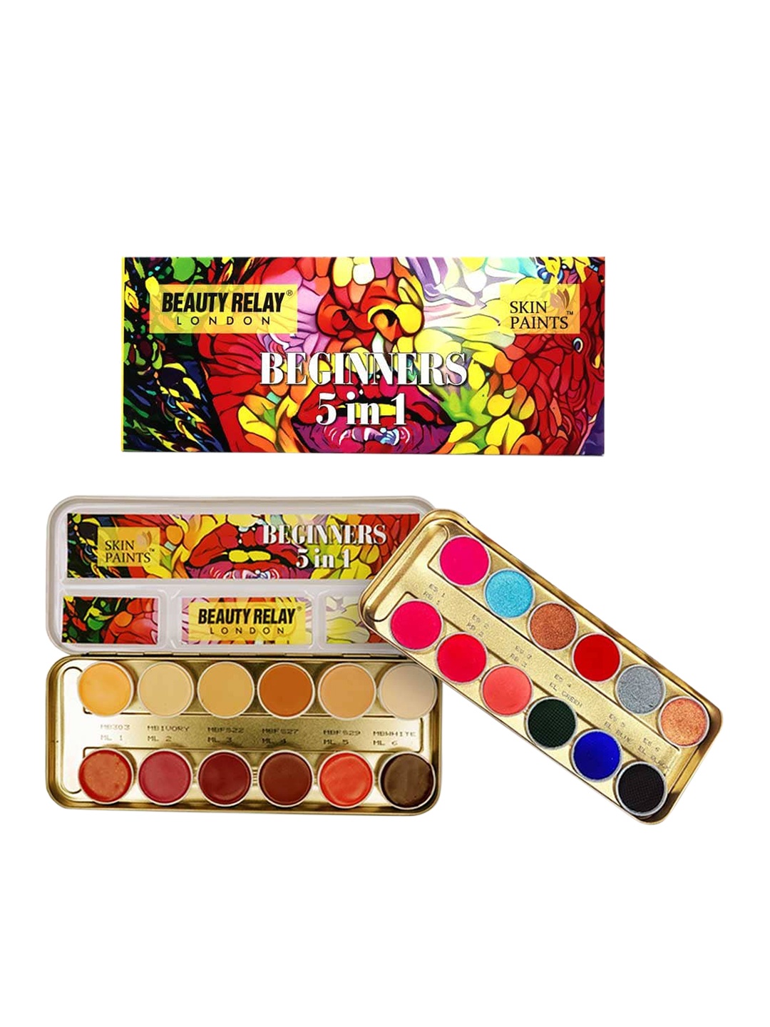 

BeautyRelay London Skin Paints Beginners 5 In 1 Makeup Palette, Multi