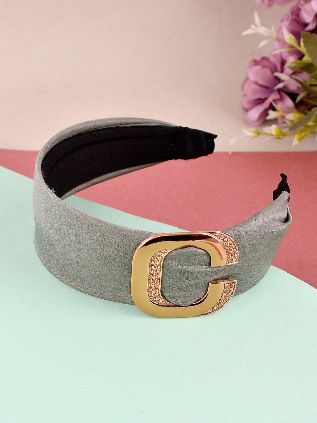 

Silvermerc Designs Women Grey & Gold-Toned Embellished Hairband