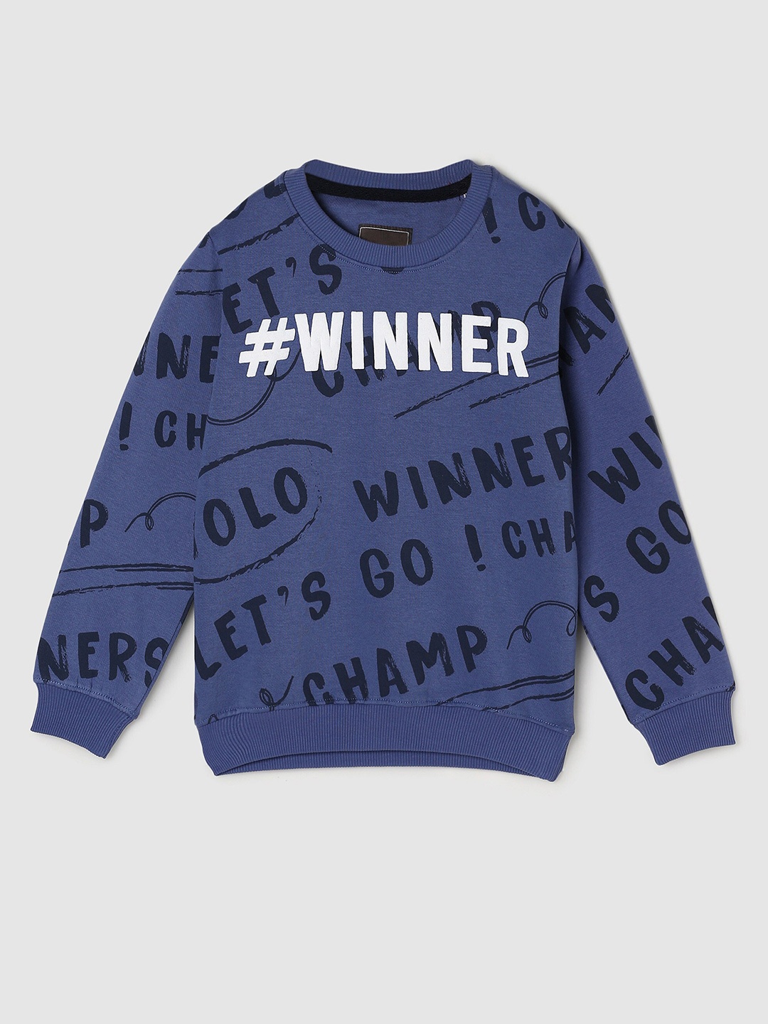 

max Boys Blue Typography Printed Sweatshirt