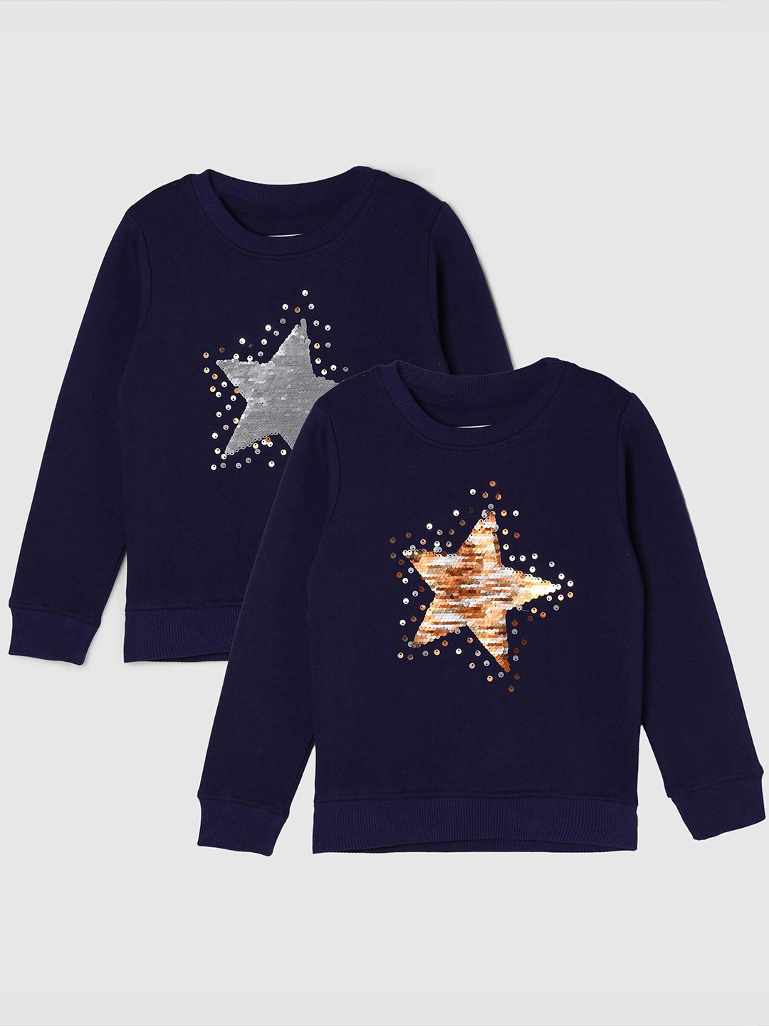 

max Girls Pack Of 2 Embellished Round Neck Sweatshirt, Blue
