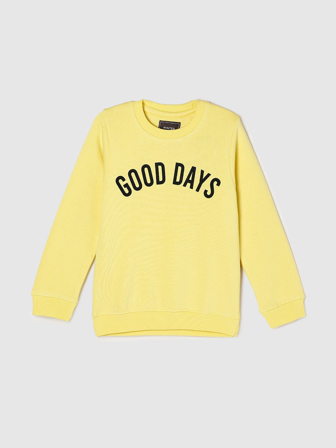 

max Boys Yellow Typography Printed Sweatshirt