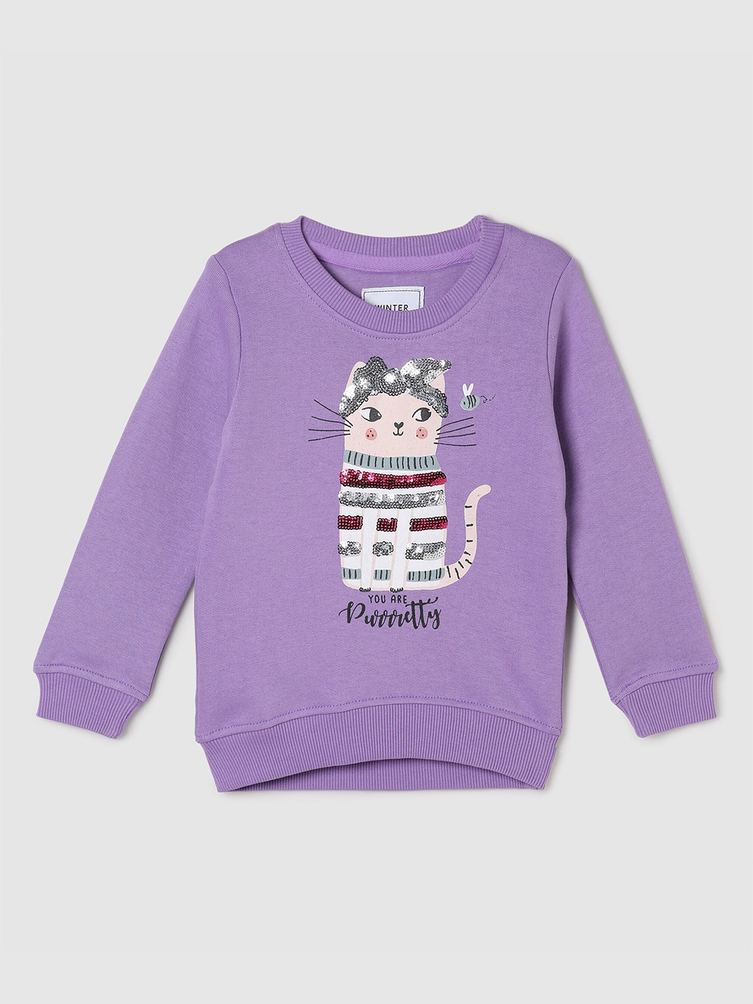 

max Girls Purple Printed Sweatshirt