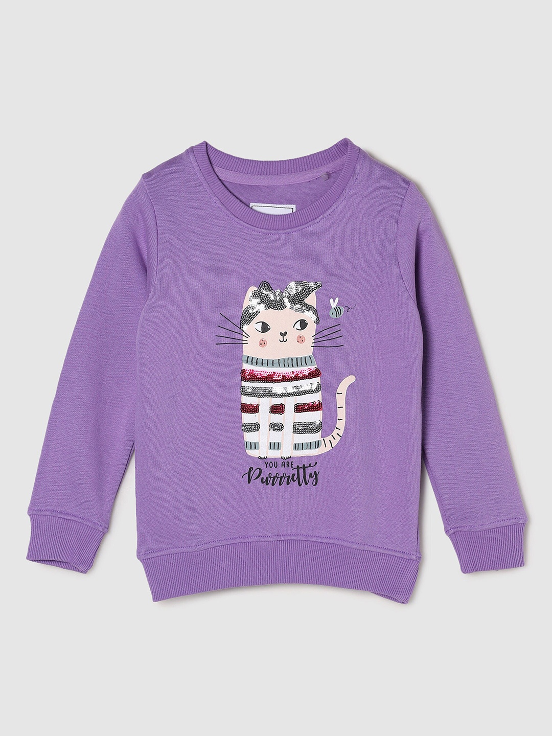 

max Girls Violet Graphic Printed Sweatshirt