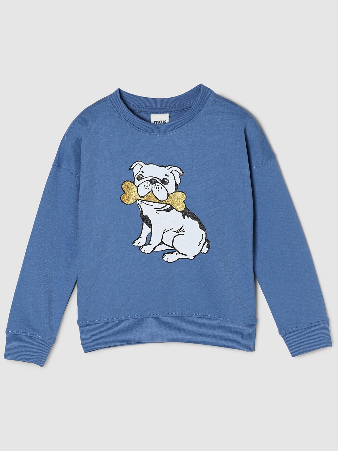 

max Girls Blue Printed Pure Cotton Sweatshirt
