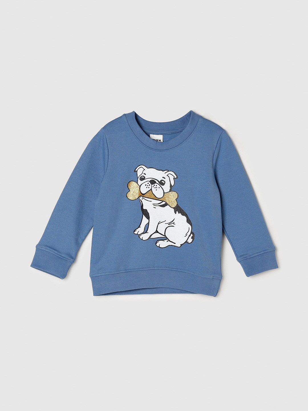 

max Girls Blue Graphic Printed Cotton Sweatshirt