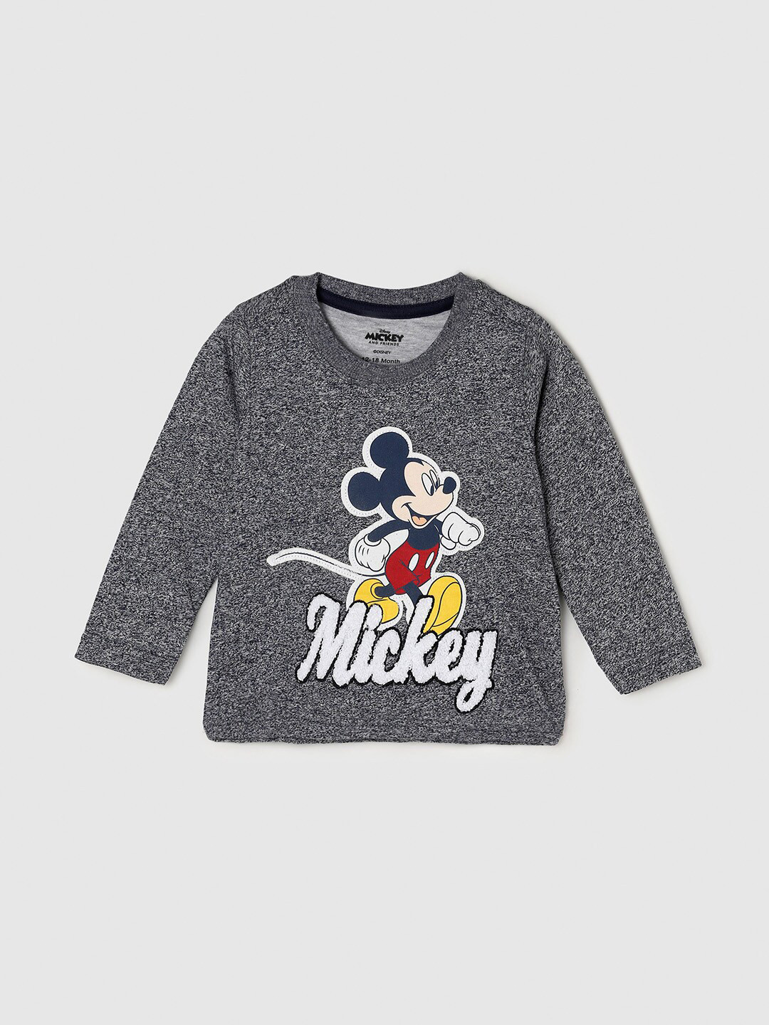 

max Boys Grey Mickey Printed Cotton Sweatshirt