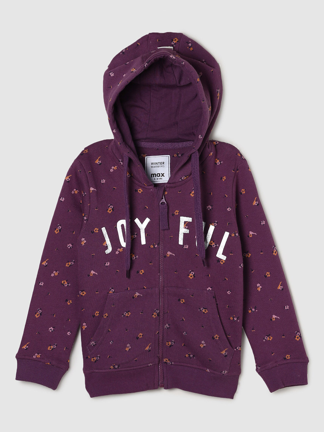 

max Girls Purple Floral Printed Cotton Sweatshirt