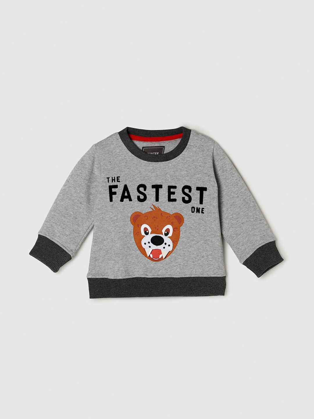 

max Boys Grey Printed Cotton Sweatshirt