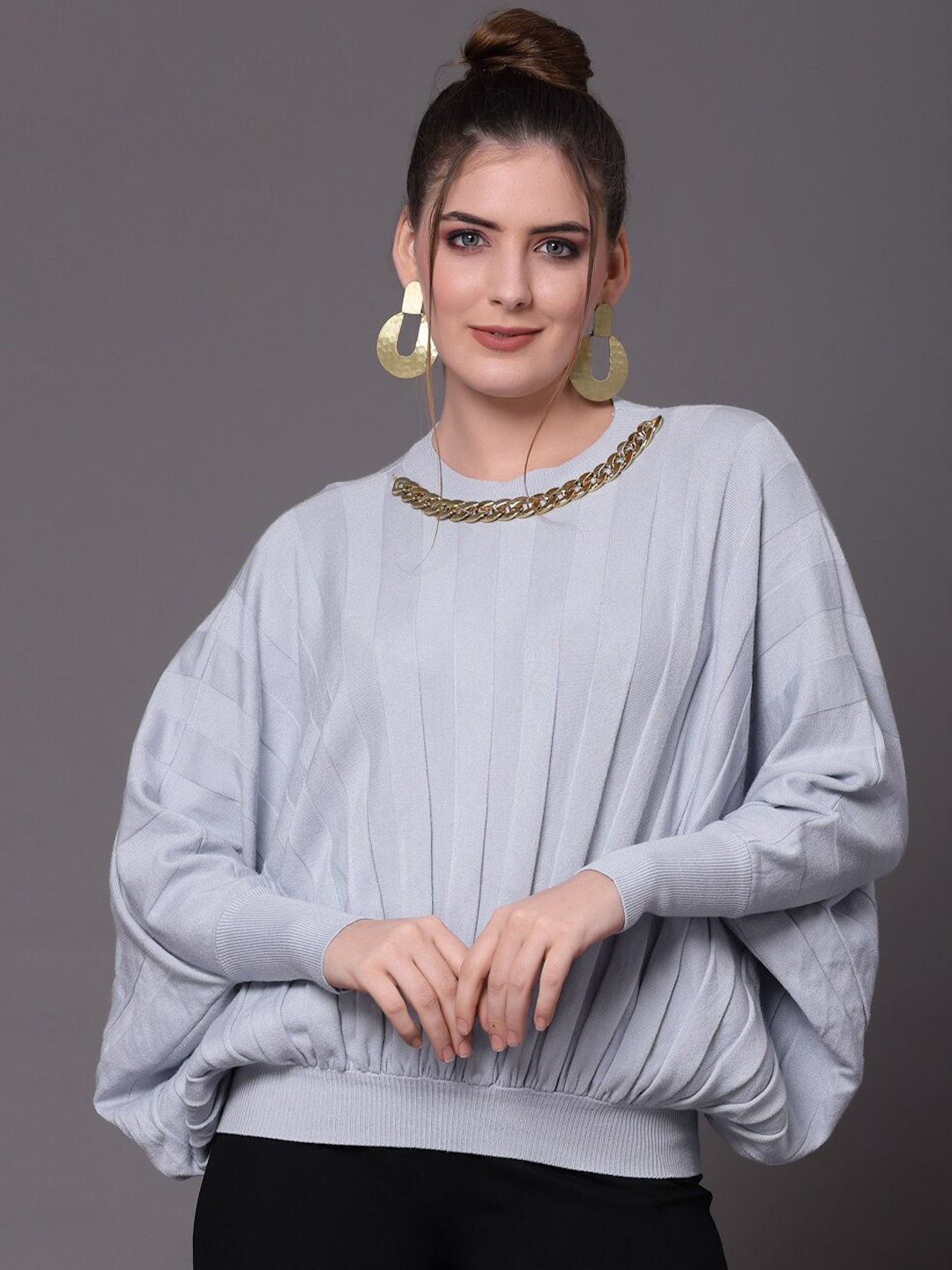 

Mafadeny Women Blue Pullover with Embellished Detail