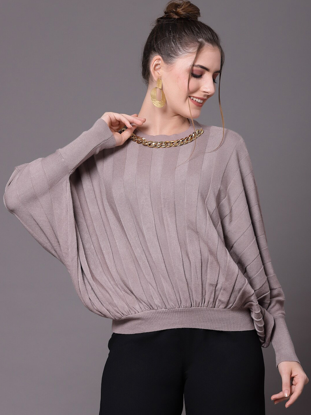

Mafadeny Women Brown Pullover With Embellished Detail