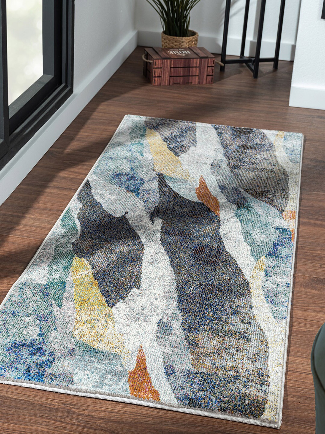 

OBSESSIONS Blue Abstract Anti-Static Bedside Runner