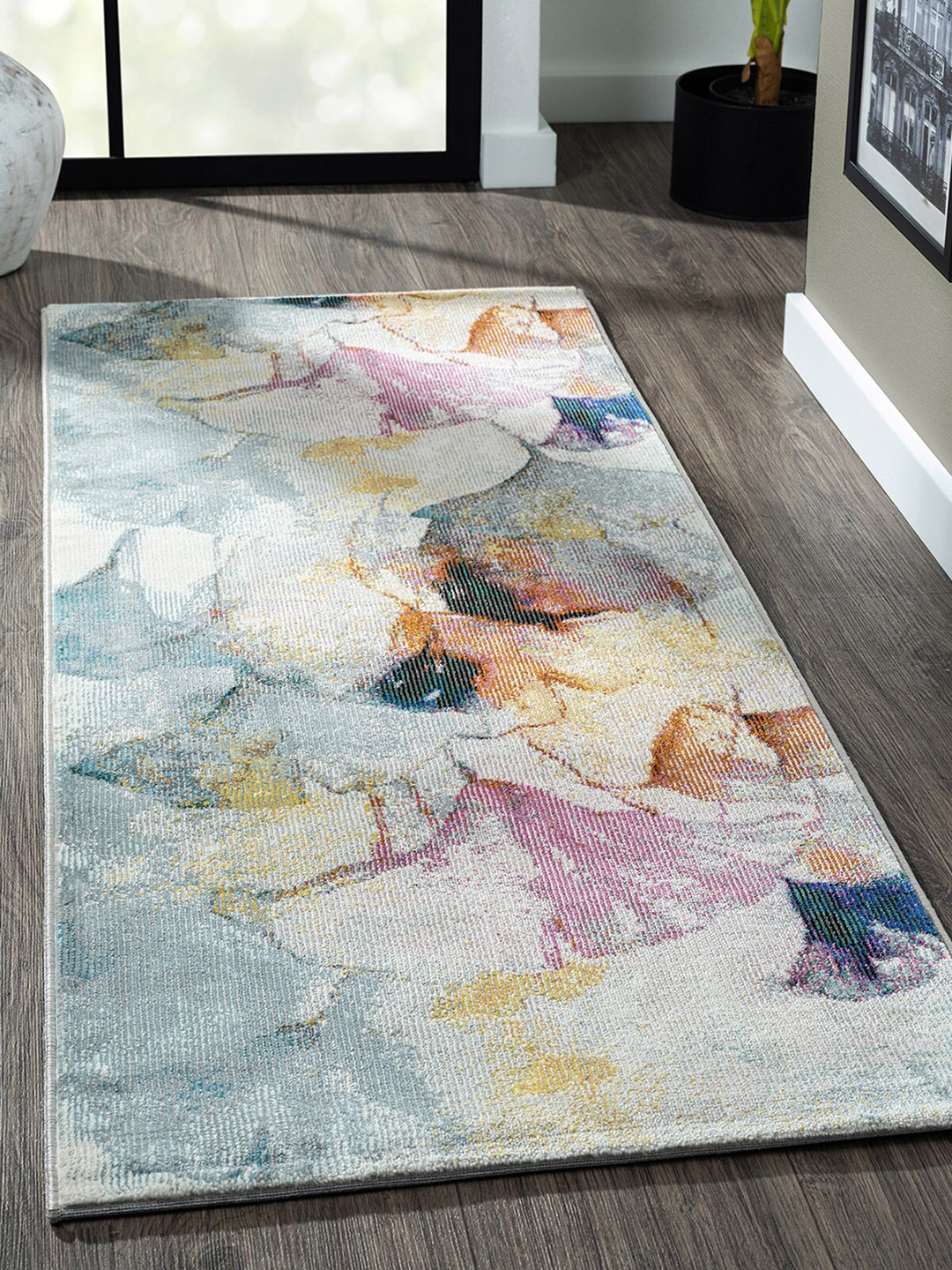 

OBSESSIONS Yellow & Green Floral Anti-Static Bedside Runner