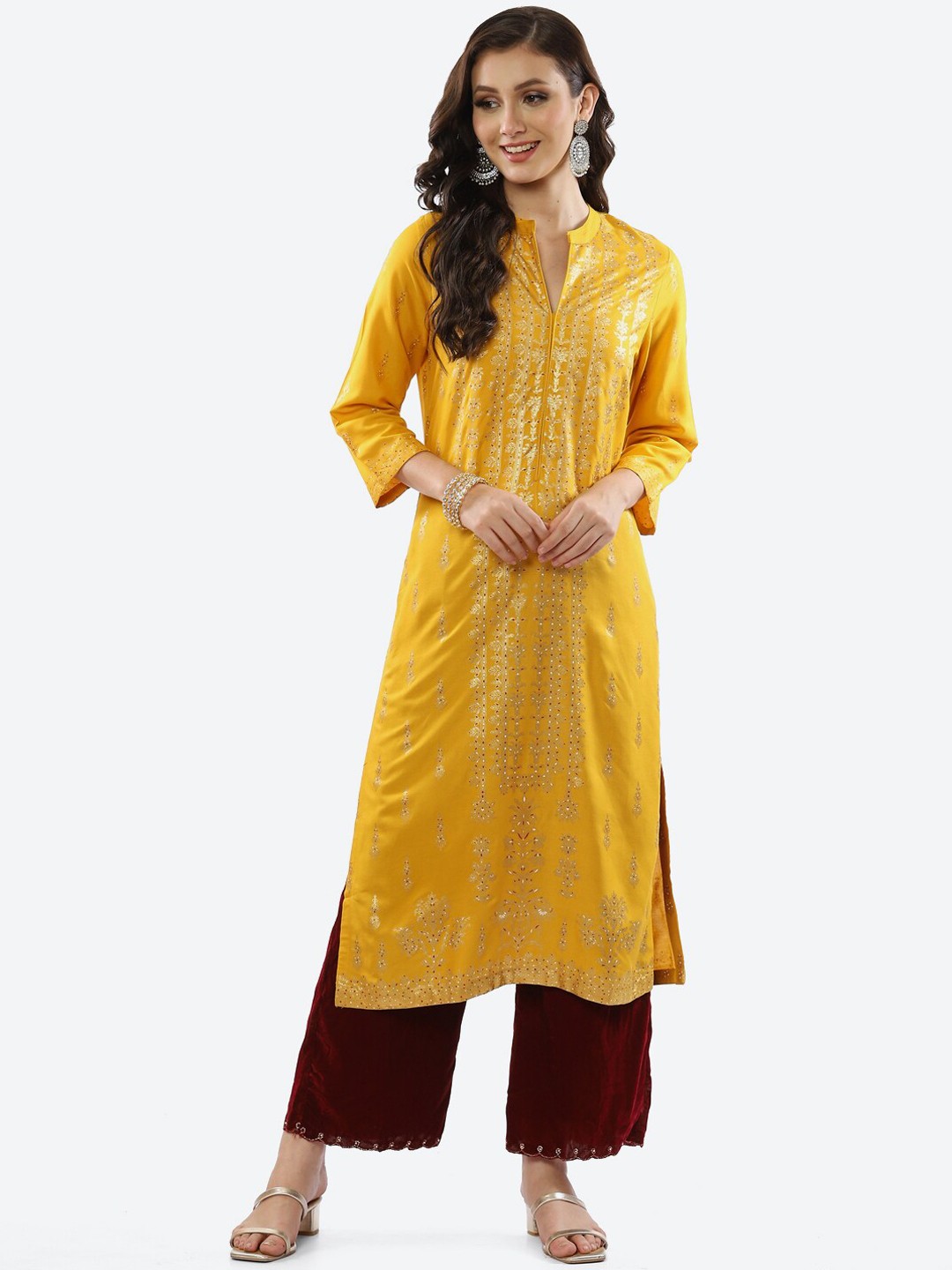 

Biba Women Ethnic Motifs Printed Kurta, Yellow