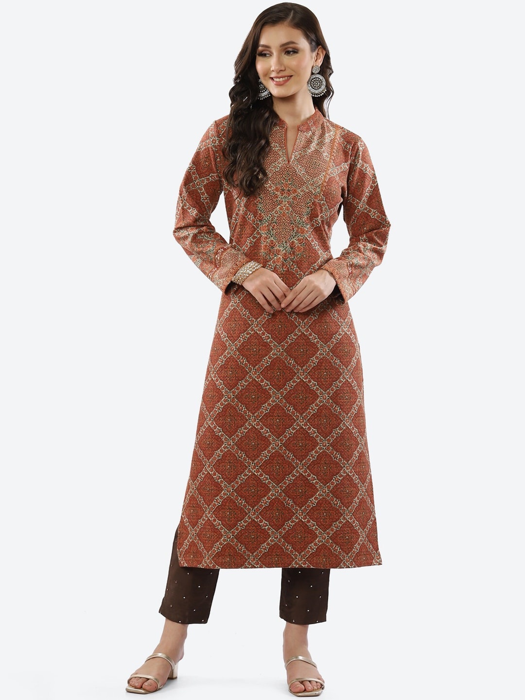 

Biba Women Orange Ethnic Motifs Printed Kurta