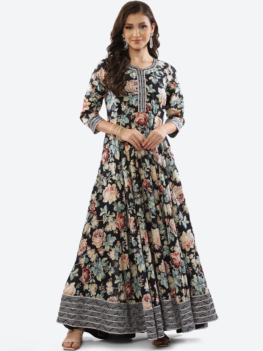 

Biba Black Floral Printed Maxi Dress
