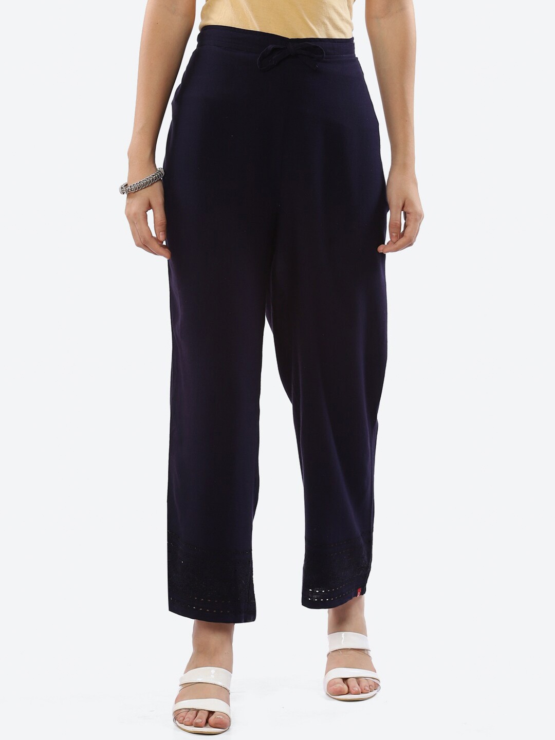

Biba Women Navy Blue Ethnic Palazzos