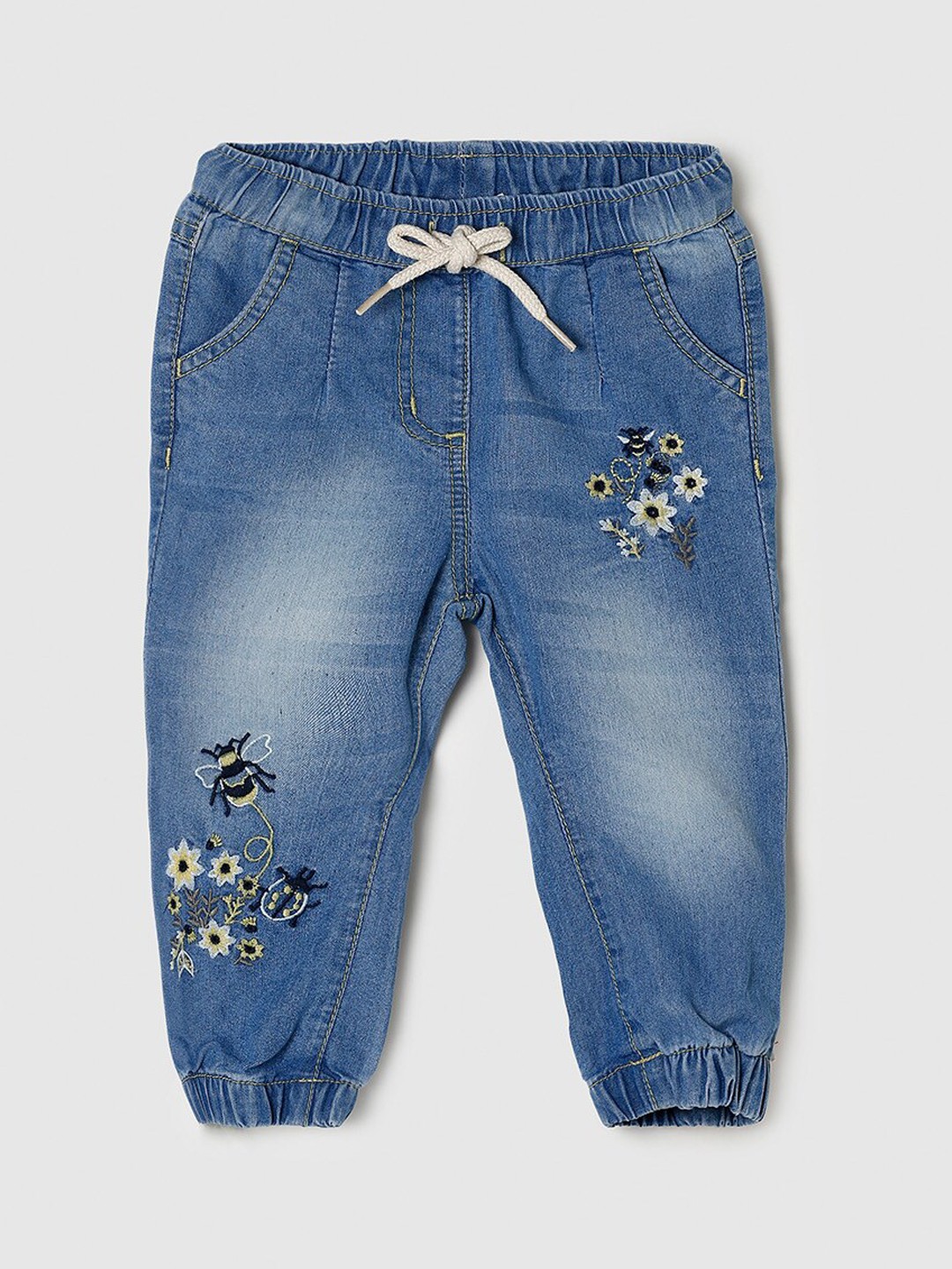

max Girls Blue Low Distress Heavy Fade Jeans
