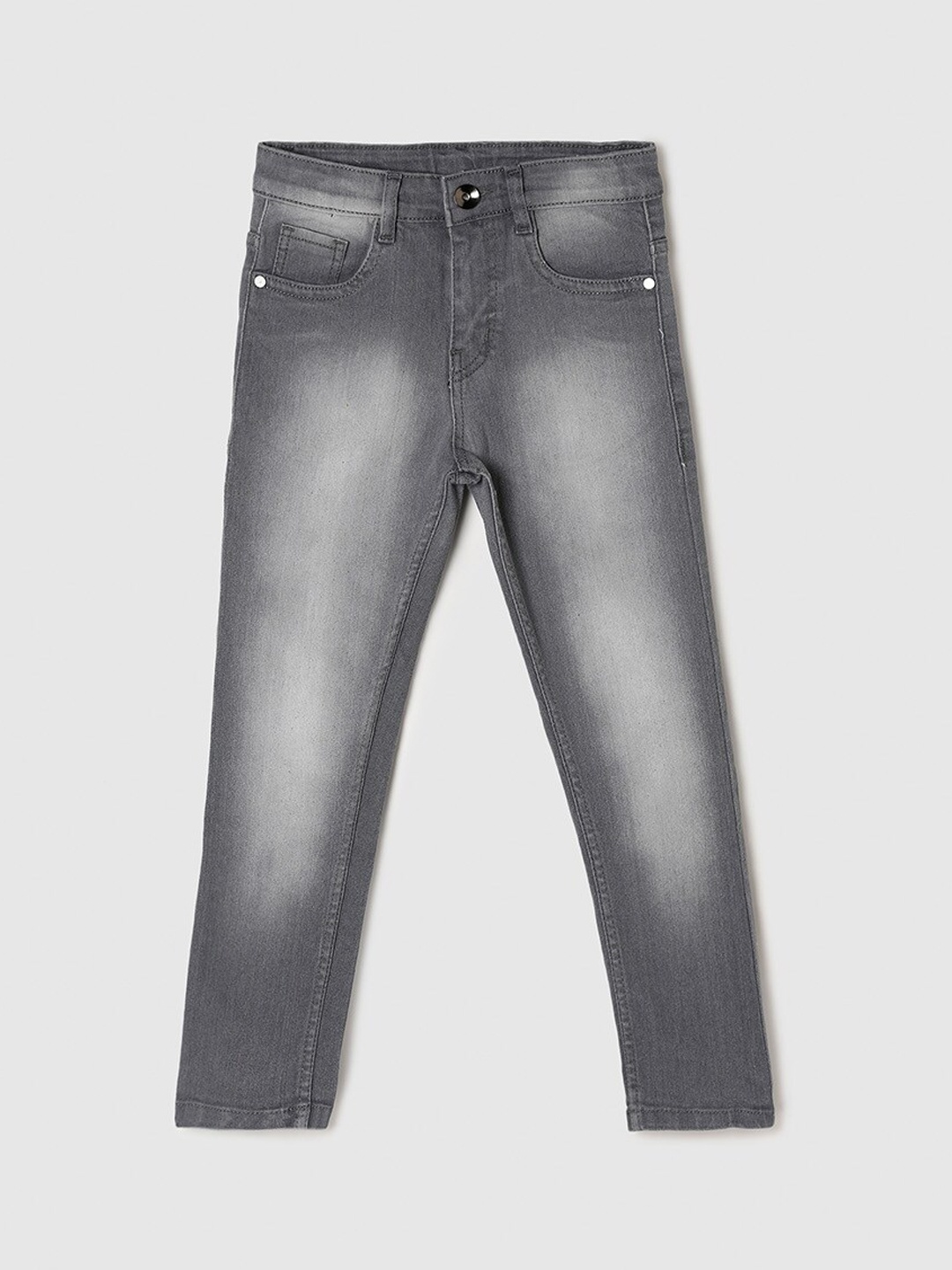 

max Boys Grey Low Distress Heavy Fade Jeans