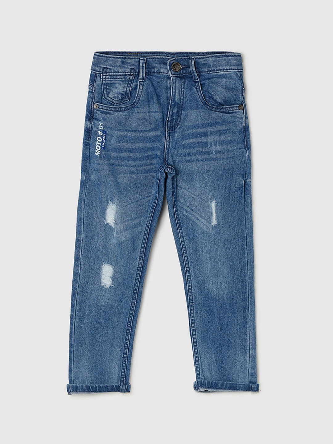

max Boys Blue Mildly Distressed Heavy Fade Jeans
