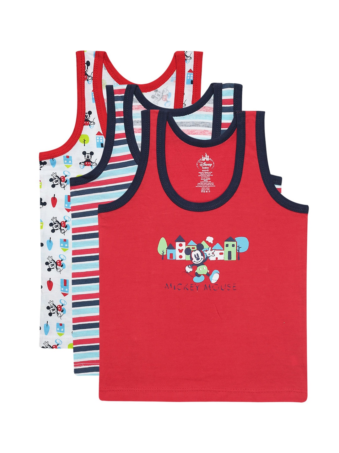 

Bodycare Kids Boys Pack Of 3 Assorted Mickey Mouse Cotton Innerwear Vests