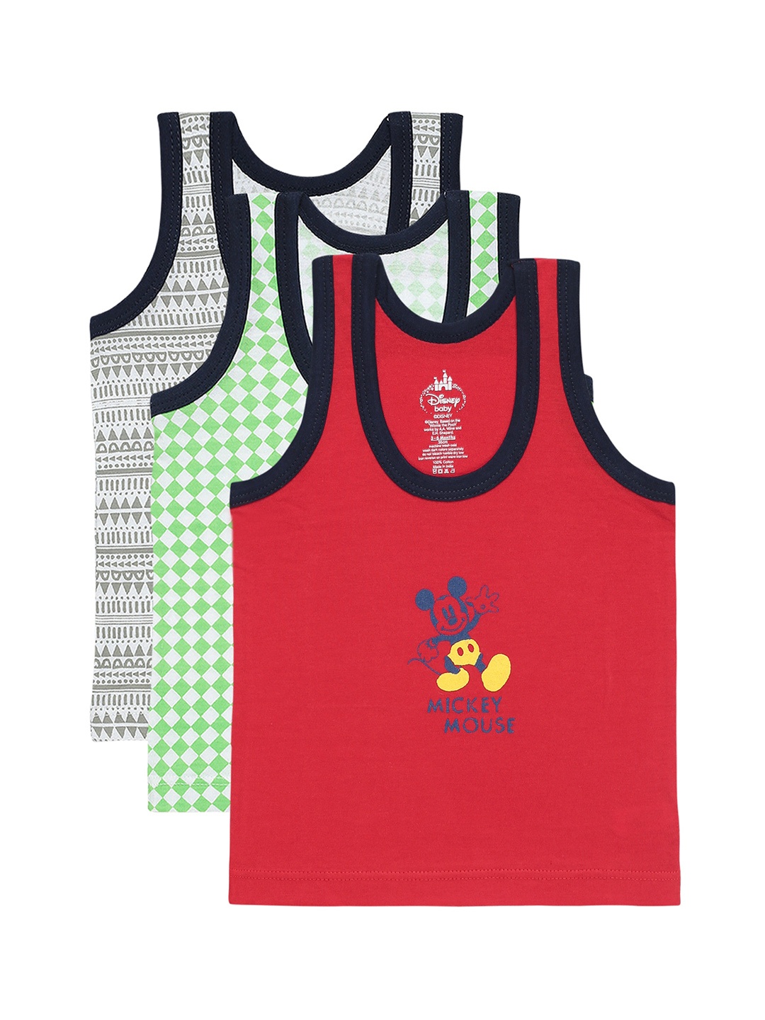 

Bodycare Kids Boys Pack Of 3 Assorted Mickey & Friends Cotton Innerwear Vests