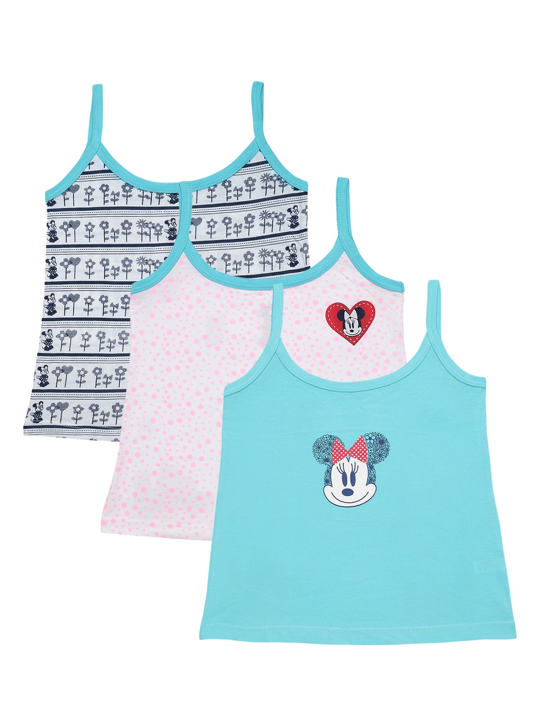 

Bodycare Kids Girls Pack Of 3 Assorted Minnie Mouse Cotton Innerwear Vests