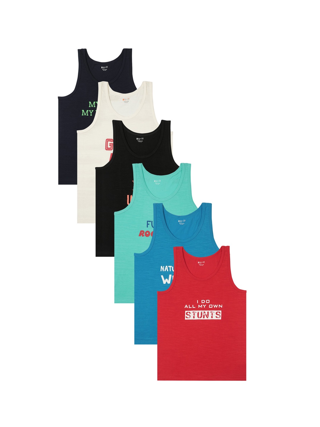 

Bodycare Kids Boys Pack Of 6 Assorted Cotton Basic Innerwear Vests
