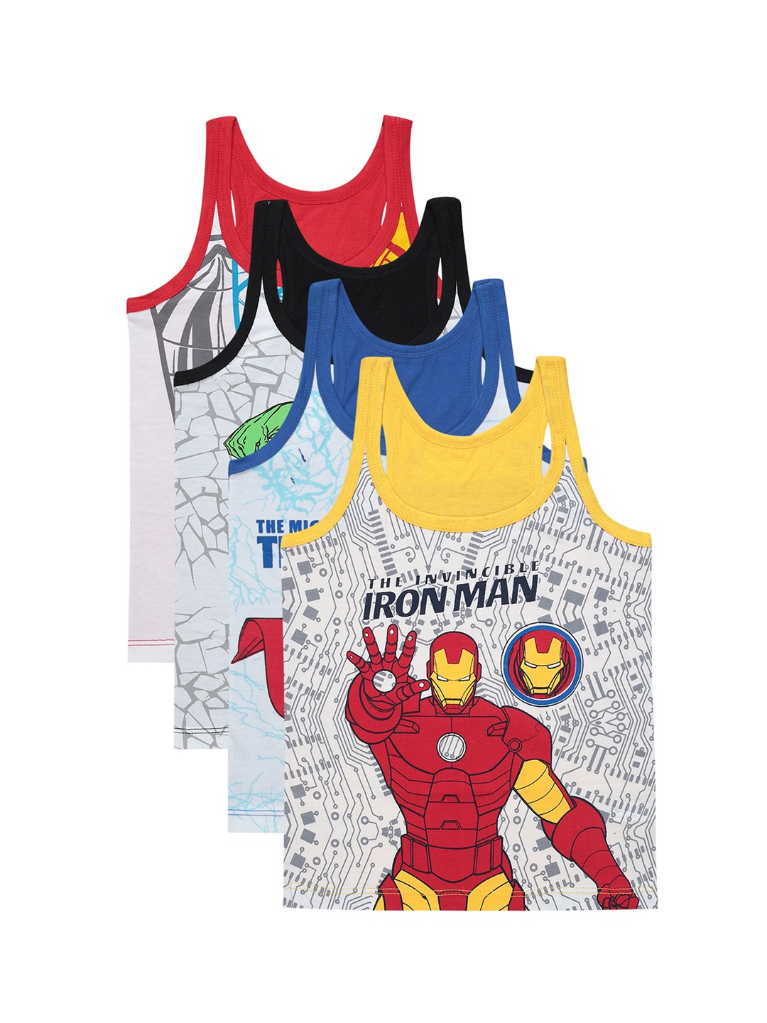 

Bodycare Kids Boys Pack Of 4 Assorted Avengers Printed Pure Cotton Innerwear Vests