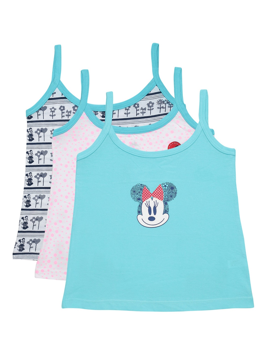 

Bodycare Kids Girls Pack of 3 Assorted Minnie Mouse Printed Cotton Basic Innerwear Vests