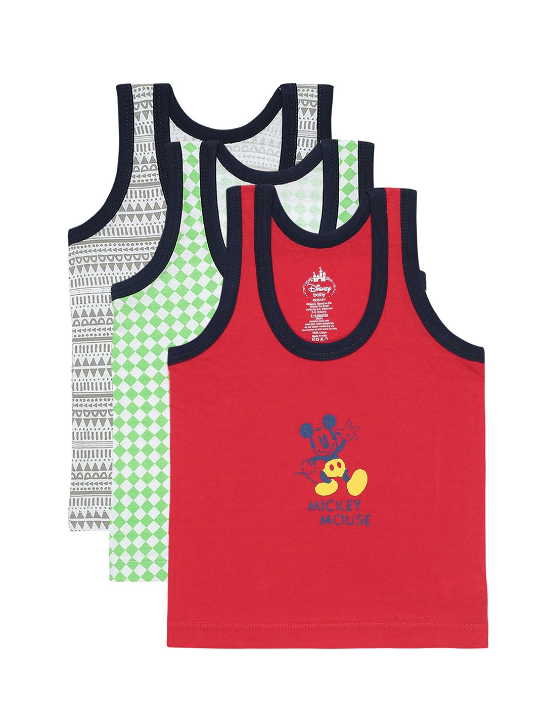 

Bodycare Kids Boys Pack Of 3 Assorted Mickey & Friends Cotton Basic Vests