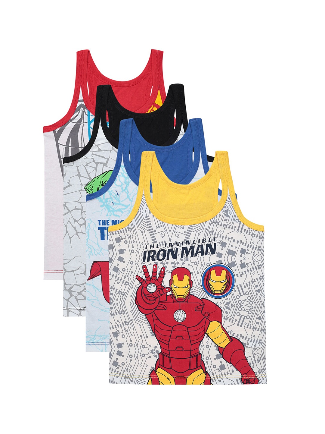 

Bodycare Kids Boys Pack Of 4 Assorted Avengers Printed Cotton Innerwear Vests