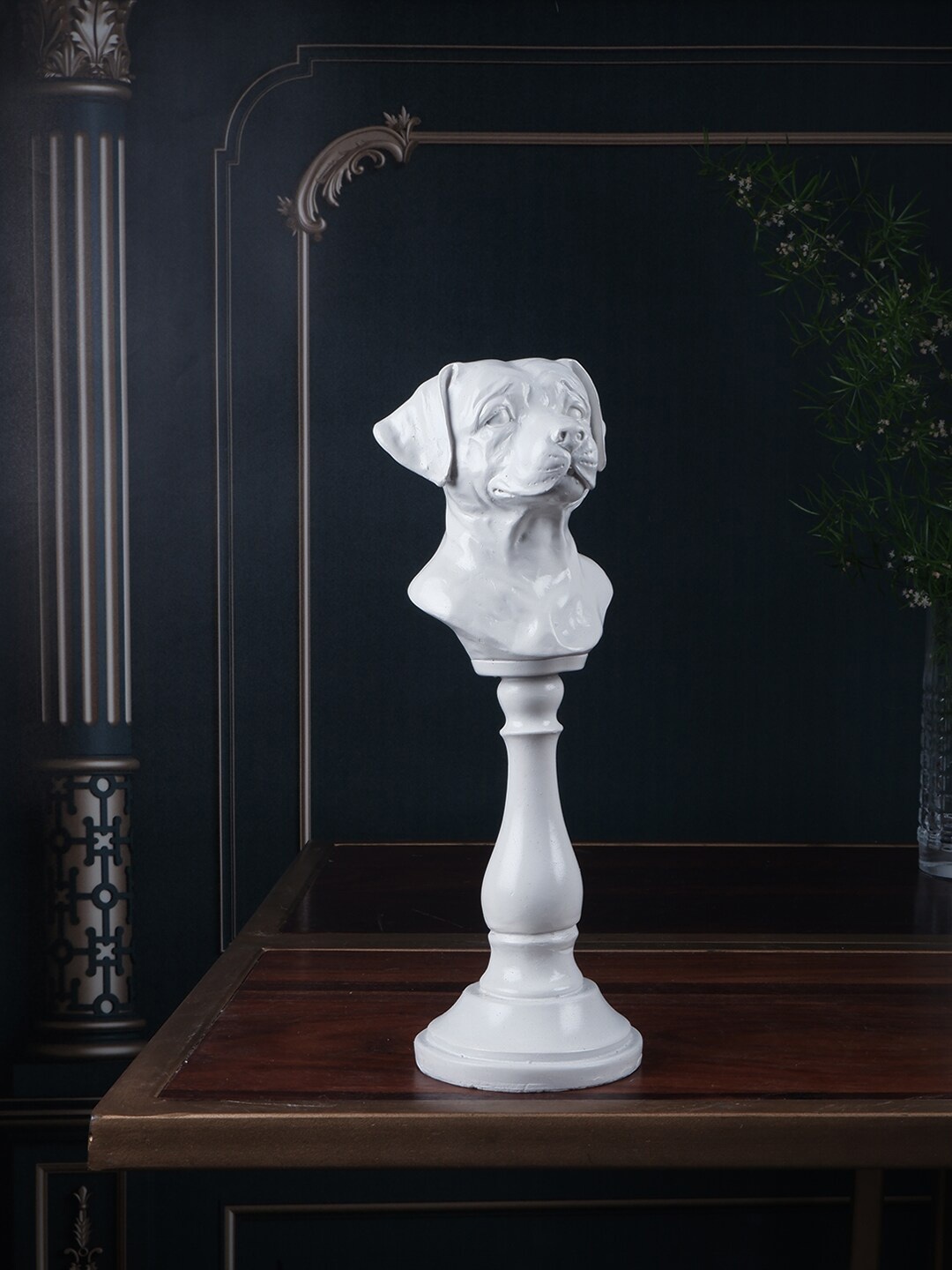 

THE WHITE INK DECOR White Dog Figurine Showpiece