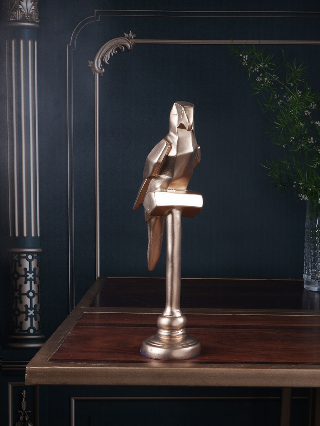 

THE WHITE INK DECOR Golden-Coloured Parrot Figurine Showpiece, Gold